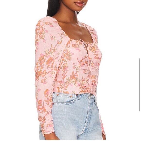 FREE PEOPLE Hilary Printed Top in “Pink Combo” Size XS MSRP $98 - Picture 2 of 13